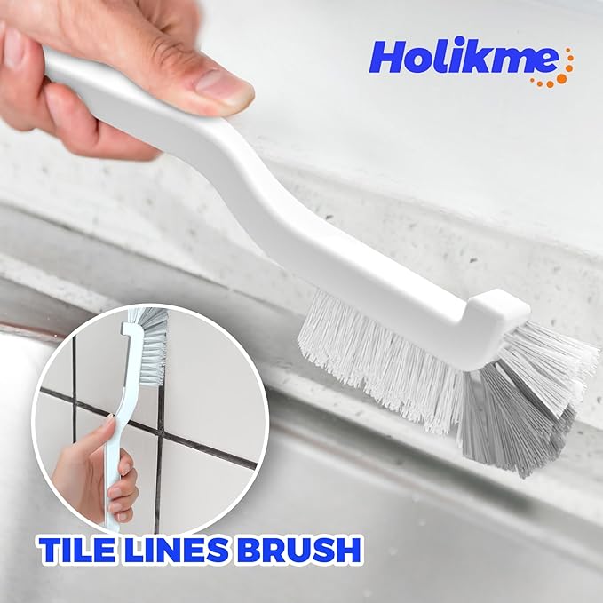 Holikme Cleaning Brush Set, Scouring Pad for Cleaning, Groove Gap Brushes for Pot, Pan, Kitchen Sink, Wire Brushes (Amarillo)