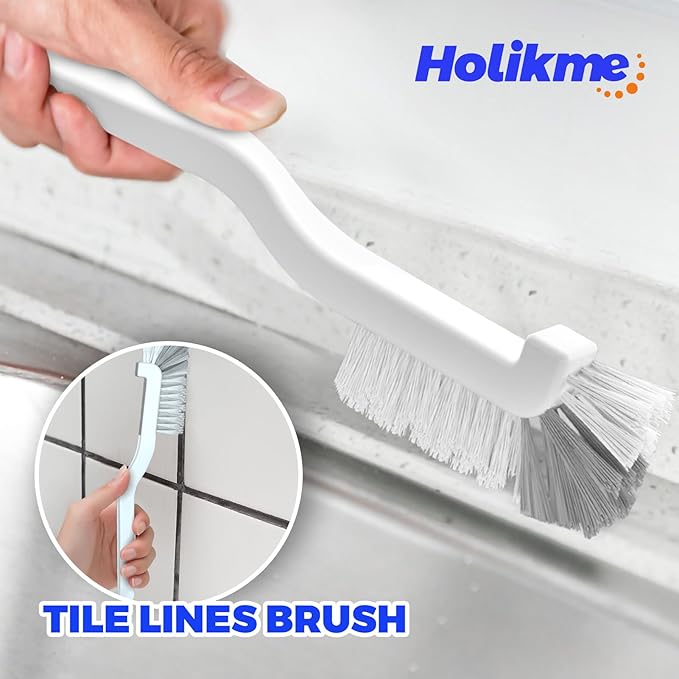 Holikme Cleaning Brush Set, Scouring Pad for Cleaning, Groove Gap Brushes for Pot, Pan, Kitchen Sink, Wire Brushes (Azul)