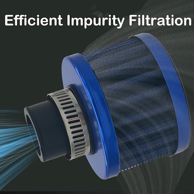 18mm Cold Air Intake Filter, Automotive Cold Air Breather Filter with Adjustable Clamp, Car Valve CoverTurbo Vent Cleaner Accessory, Fits for Car Motorcycle (Blue)
