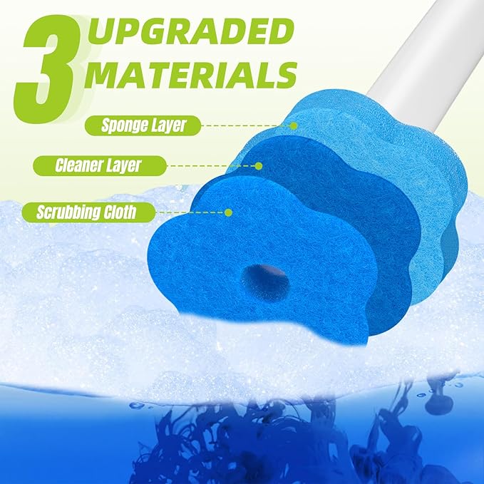 Disposable Toilet Brush, Toilet Wand Refills, 48 Cleaner Refills, Toilet Brush for Toilet Bowl Cleaners, Bathroom Cleaning