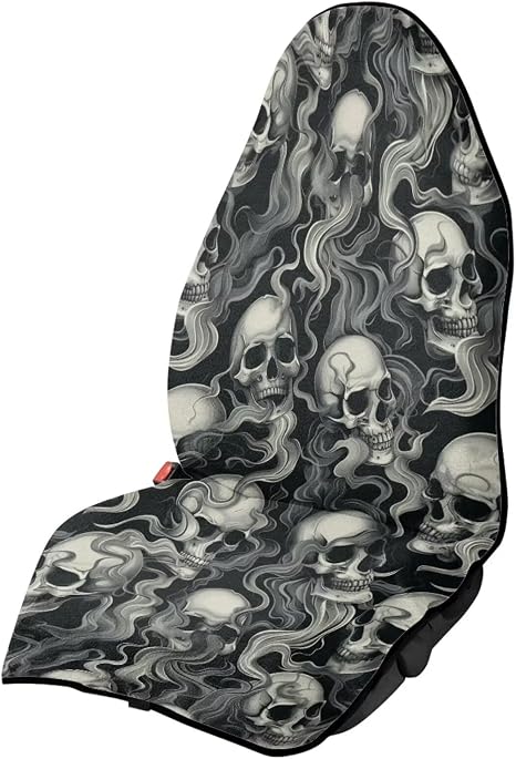 Skull Print Sports Towel Car Seatshield, Anti-Sweating Towel Car Seat Cover for After Swimming/Surfing/Waterpark, Water 