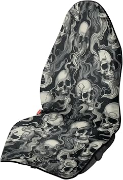 Skull Print Sports Towel Car Seatshield, Anti-Sweating Towel Car Seat Cover for After Swimming/Surfing/Waterpark, Water 