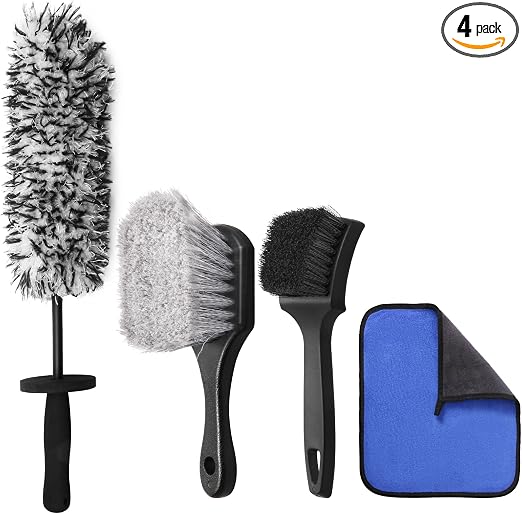 4PCS Wheel Detailing Kit Metal‑Free Scratch‑Free Rim Brush