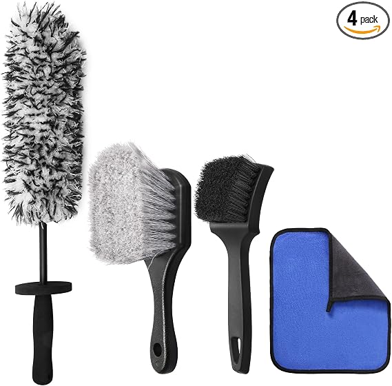 4PCS Wheel Detailing Kit Metal‑Free Scratch‑Free Rim Brush