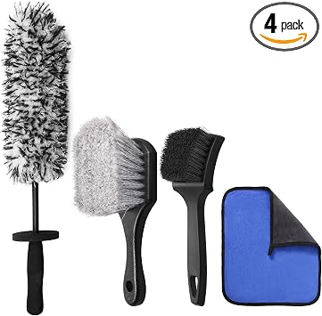 4PCS Wheel Detailing Kit Metal‑Free Scratch‑Free Rim Brush