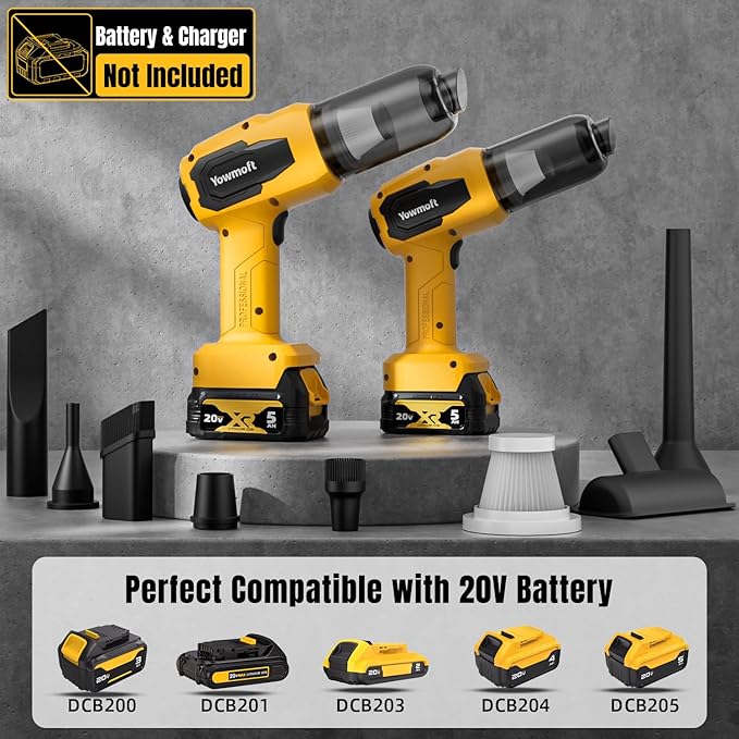 3 in 1 Handheld Car Vacuum Compatible with 20V Battery with 21000pa Strong Suction, Handheld Vacuum Cordless & Blower with 200W Brushless Motor, Mini Vacuum Cleaner for Car, Home (No Battery)