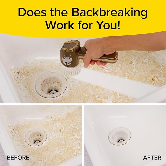 Horsepower Scrubber Gold Edition, Longer Battery Life, Electric Power, Rechargeable, Spins 350 RPM, Waterproof, 5 Brush Heads, AS SEEN ON TV, Cleans Dirt & Grime: Bathrooms, Kitchen, Indoors/Outdoors