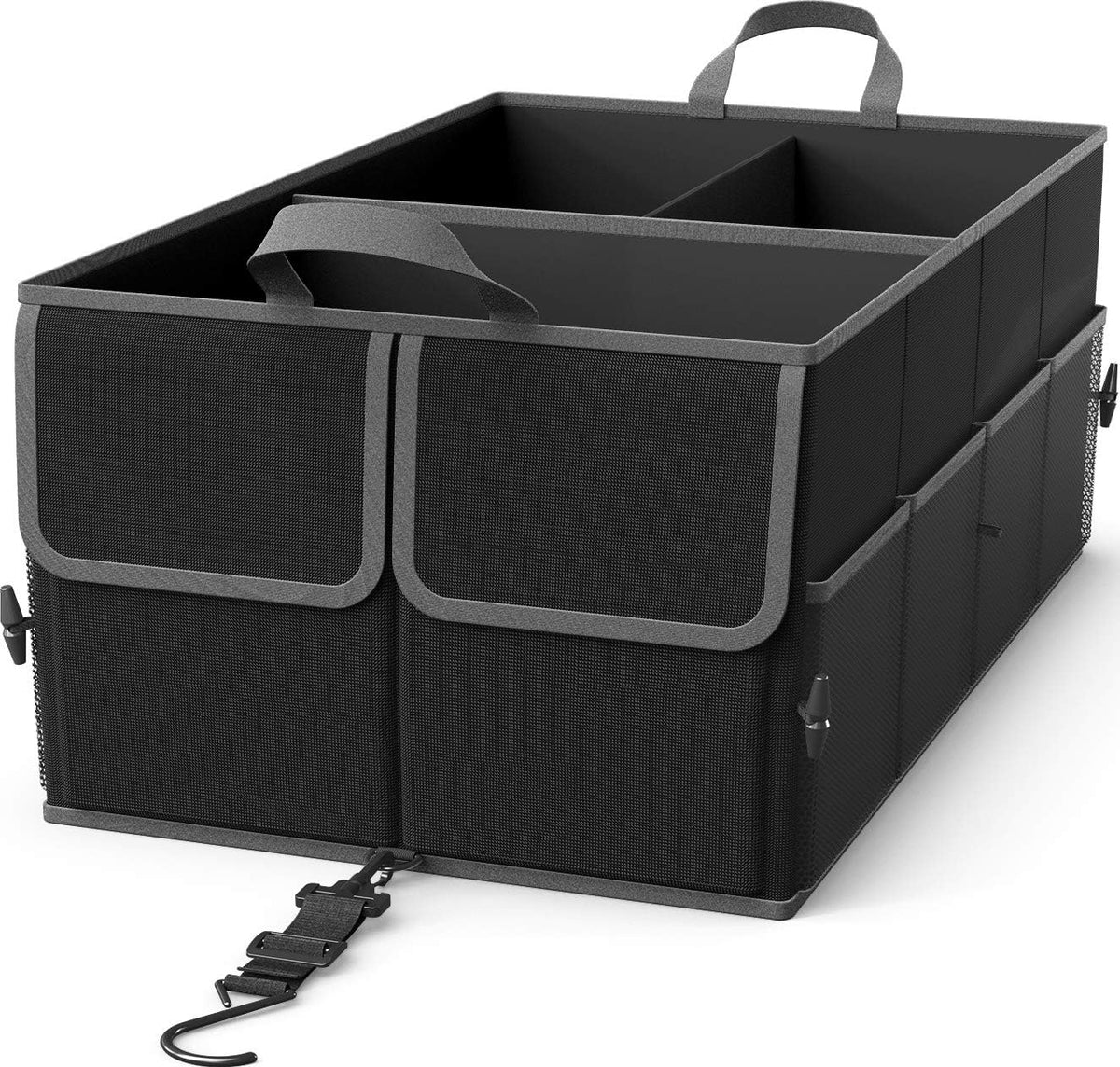 Foldable Car Trunk Organizer for SUV, 3-Compartment, Black