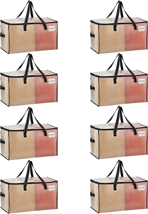 VENO Moving Bags, Storage Bags, Wide Open Top, Clear, 8 Pack