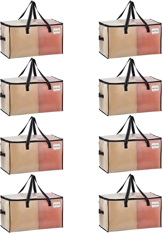 VENO Moving Bags, Storage Bags, Wide Open Top, Clear, 8 Pack