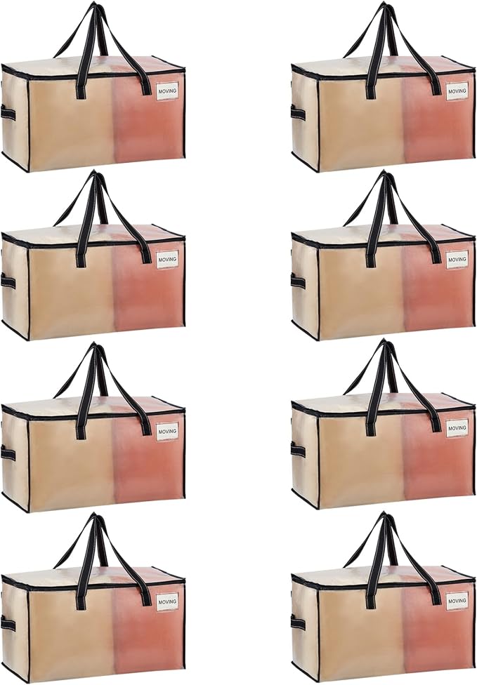 VENO Moving Bags, Storage Bags, Wide Open Top, Clear, 8 Pack