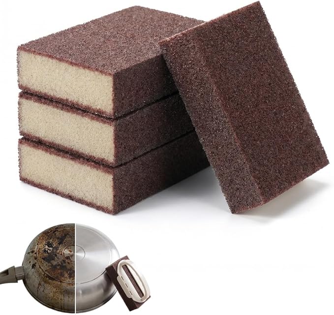 Magic Emery Cleaning Sponge, 2026 New Carborundum Sponge, Emery Sponge Brush Eraser Scrub Pad, Pot Scrubber for Removing and Cleaning Pots and Pans (4, Sponge)