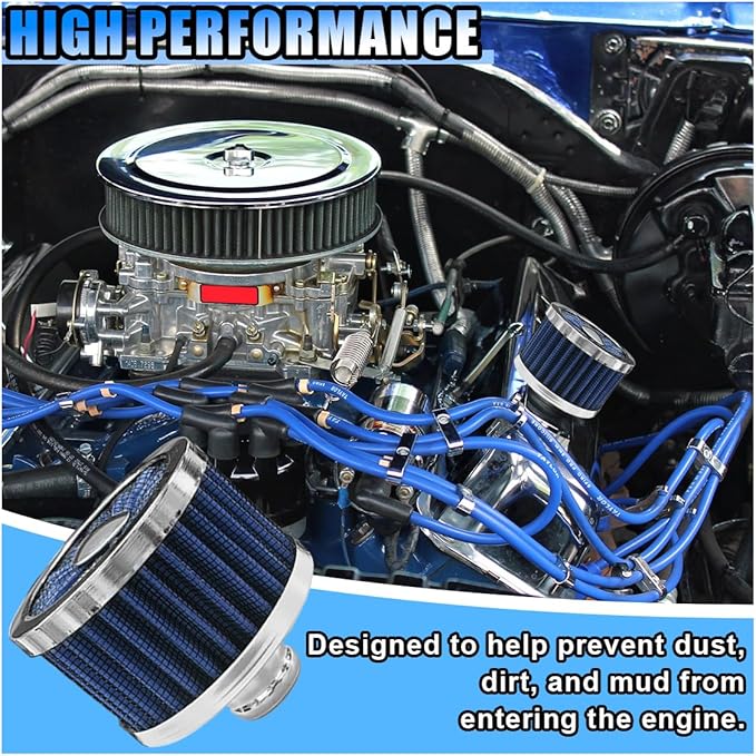 23mm Car Air Filter, 0.9'' High Flow Vent Valve Cover, Breather Filter, Universal Cold Air Intake Filter Breather, Car Accessories Fits Car Motorcycle (Blue)