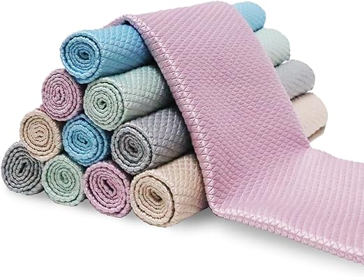 Fish Scale Microfiber Polishing Cleaning Cloth Reusable Microfiber Towels, Lint Free Cleaning Rags for Glass No Watermar