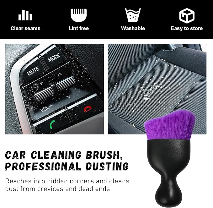 Ziciner 2 PCS Car Detailing Brush, Curved Soft Bristles Auto Removal Dust Collectors, Universal Vehicle Dashboard, Air Conditioner Vents etc Interior Cleaning Tool Accessories (Pure Purple)