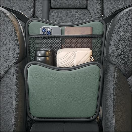 Ohleats Car Organizer Storage Between Seats, Nappa Leather Auto Handbag Holder for Document Phone Storage, Large Capacit