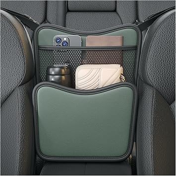 Ohleats Car Organizer Storage Between Seats, Nappa Leather Auto Handbag Holder for Document Phone Storage, Large Capacit