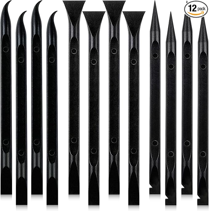 12Pcs Plastic Scraper Tool, Crevice Cleaning Tool, Non-Scratch Car Detailing Supplies for Cleaning, Versatile Label/Sticker Remover & Peeler Tool for Tight Spaces