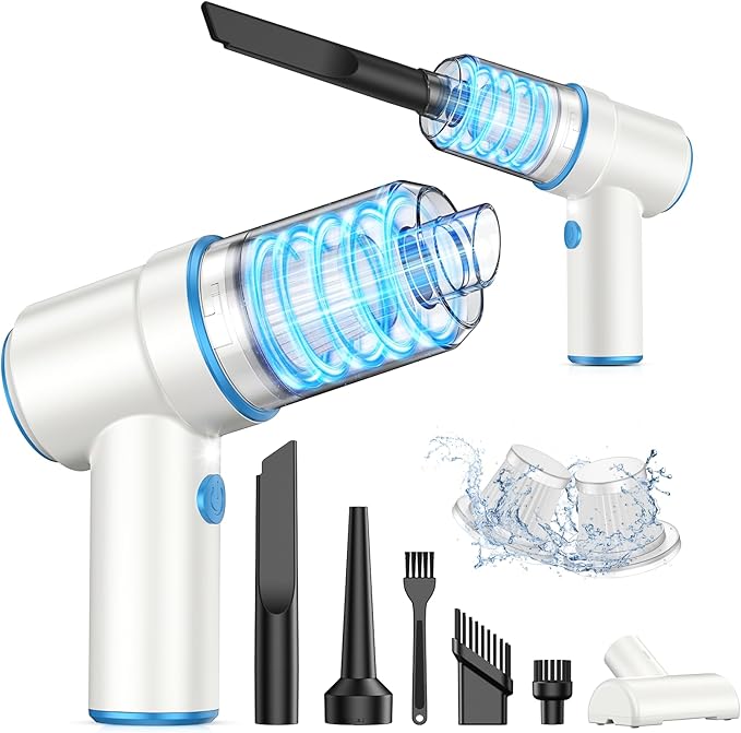 KMM Handheld Car Vacuum Cleaner, 9000PA Vacuum Cleaner & Air Duster, 120W High Power Vacuum Portable Cordless, Hand Held Vacuum Rechargeable with Multi-Nozzles & LED Light for Home, Car, Office