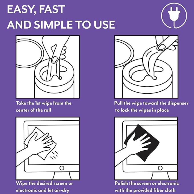 Swanky Cables Screen Cleaner Wipes: Electronic Wipes for Screens - Computer Screen Wipes for Lens, Phone, Tv Screen and Monitor Cleaning - Tech Wipes & Microfiber Cloth (Canister, 200 Count)