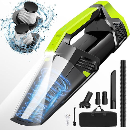 Blestan Cordless Car Vacuum Lightweight High Power Handheld Vacuum Cleaner with LED Light, Hand Vacuum for Car Home Office and Pet Hair, Blackgreen