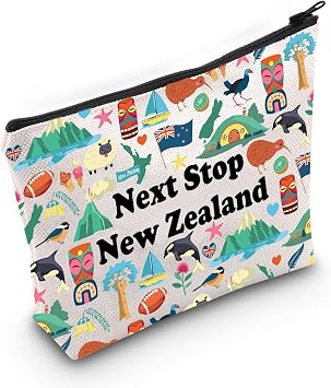 JXGZSO New Zealand Travel Gift Next Stop New Zealand Cosmetic Bag New Zealand Travel Pouch Bag New Zealand Vacation Gift