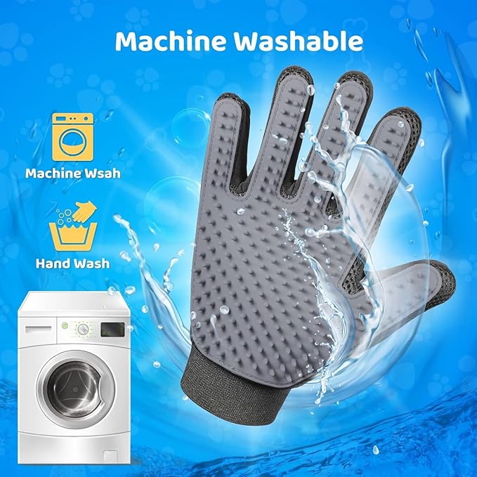 Pet Hair Remover Glove - Gentle Pet Grooming Glove Brush - Deshedding Glove - Massage Mitt with Enhanced Five Finger Design - Perfect for Dogs & Cats with Long & Short Fur - 1 Pack (Right-hand), Grey