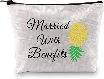 JXGZSO Funny Swinger Adult Gift Upside Down Pineapple Makeup Bag Married With Benefits Swingers Lifestyle Gifts