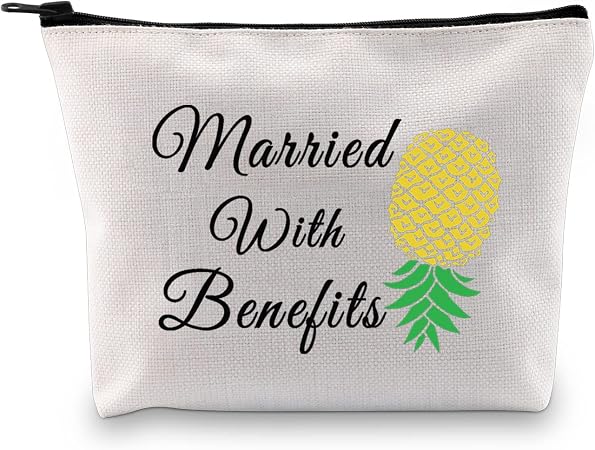 JXGZSO Funny Swinger Adult Gift Upside Down Pineapple Makeup Bag Married With Benefits Swingers Lifestyle Gifts