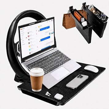 Steering Wheel Tray for Laptop & Eating, Adjustable Car Desk