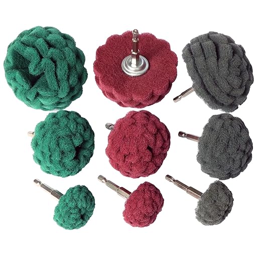 9PCS Scouring Pads Abrasive Buffing Polishing Wheel Drill Attachment Set, Non Woven Wheel Polishing Kit for Drill,Power 