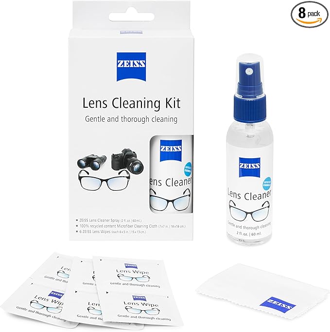 ZEISS Lens Cleaning Kit 2oz Spray + 6 lens wipes + Microfiber Cleaning Cloth