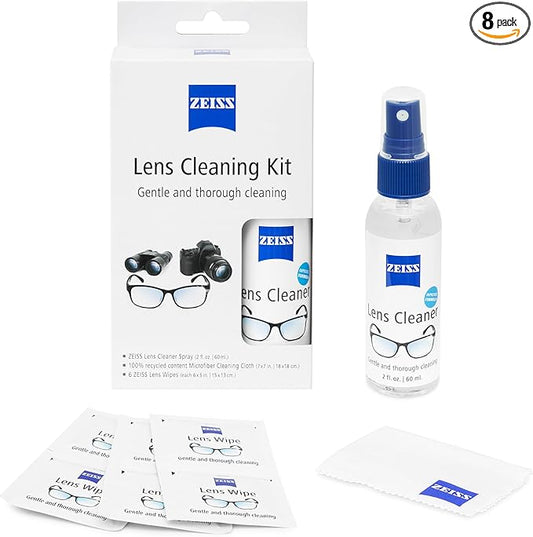 ZEISS Lens Cleaning Kit 2oz Spray + 6 lens wipes + Microfiber Cleaning Cloth