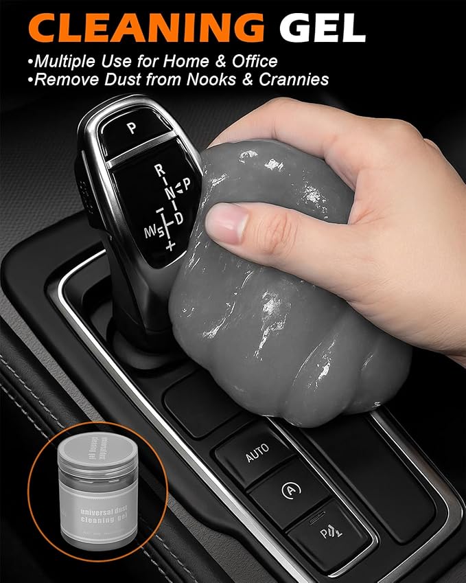 8PCS Car Interior Detailing Kit - 200g Cleaning Gel (185% More Than 70g), Ultra-Soft Detailing Brush Set, Dash Duster, Air Vent Brush, Microfiber Towel | Car Cleaning Supplies Gift for Men