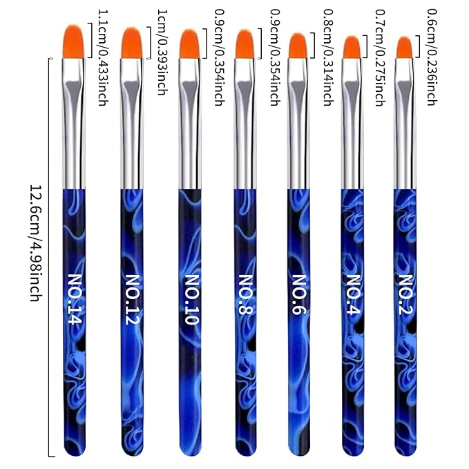 19Pcs Navy Blue Nail Art Brush Set, Nail Brushes Kit with Acrylic Nail Brush, Gel Polish Brushes, Dotting Tools, Nail Dust Brush, Manicure Tool for Acrylic Powder Application, Sculpting & Cleaning