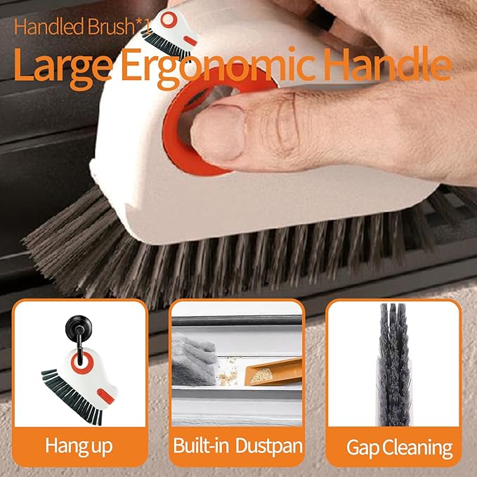 11PCS Window Track Cleaning Tools - Deep Clean Groove Gap Cleaning Brush Kit for Window/Door Tracks, Sill, Tile Lines, Kitchen Gunk, Bathroom Counters