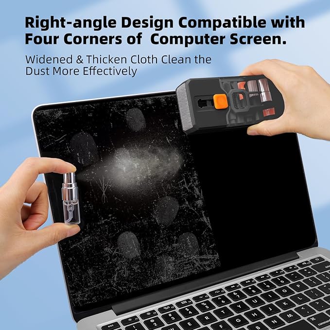 Ordilend All-in-1 Keyboard Cleaner and Laptop Cleaning Kit - Professional Computer Screen-Safe Tools for MacBook and Electronics - Portable Brush Set for Gamers and Remote Professionals
