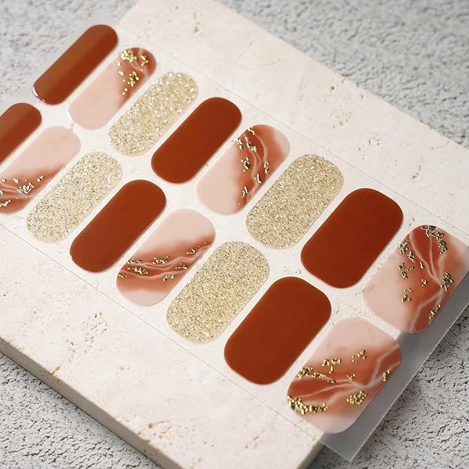 Nail Polish Strips, 32PCS Salon Quality Wraps, Long Lasting Gel Nail Stickers for Women Easy Apply& Remove (Solar Red)