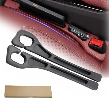 2-Pack Car Seat Gap Filler Organizer, Universal Silicone Seat Guard for Phones & Keys, Black
