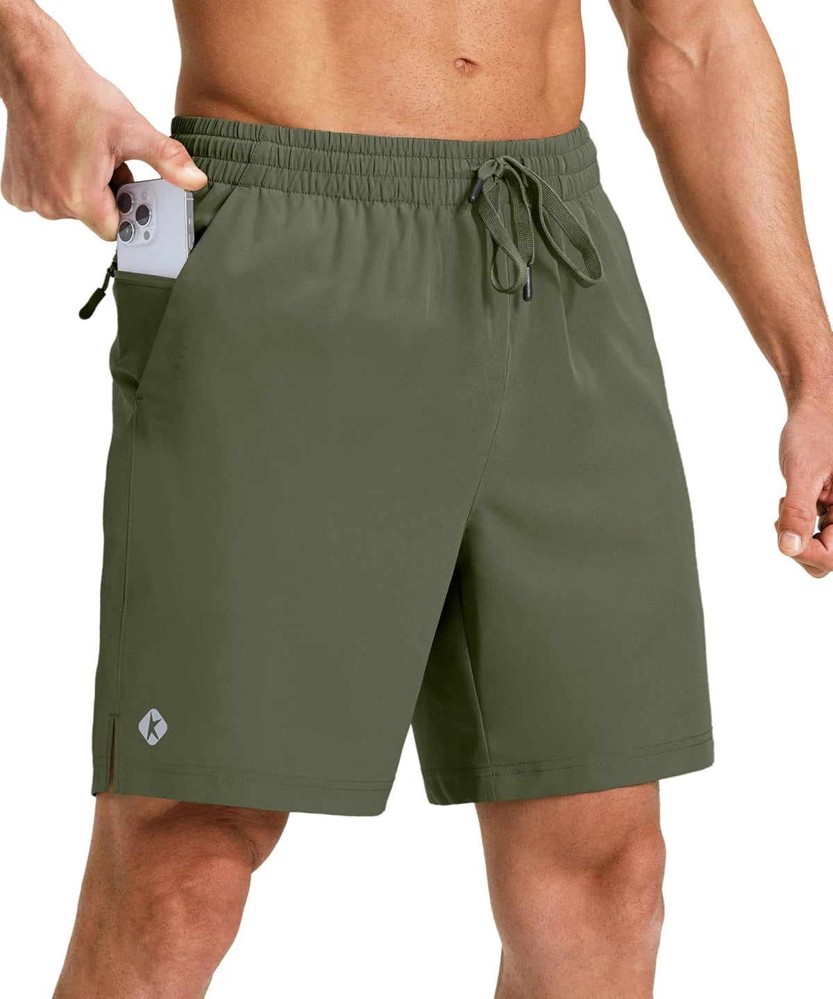 Men's 7" Athletic Running Shorts Quick Dry Lightweight Zip Pockets