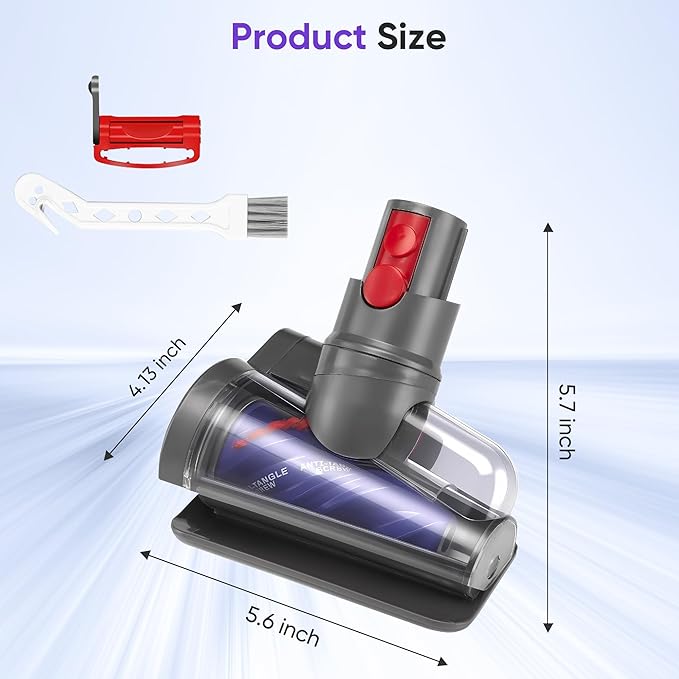 Mini Motorized Tool Brush Head Compatible with Dyson Digital Slim/V12 Detect Slim Cordless Vacuum Cleaner, Handheld Couch Vacuum Attachment Anti-Tangle Replacement Head Suitable for Long and Pet Hair