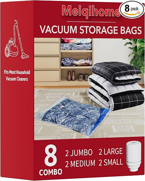 Vacuum Seal Bags for Clothing Travel & Home Storage, travel vacuum bags with pump, Store Blankets, Comforters, Pillows, 