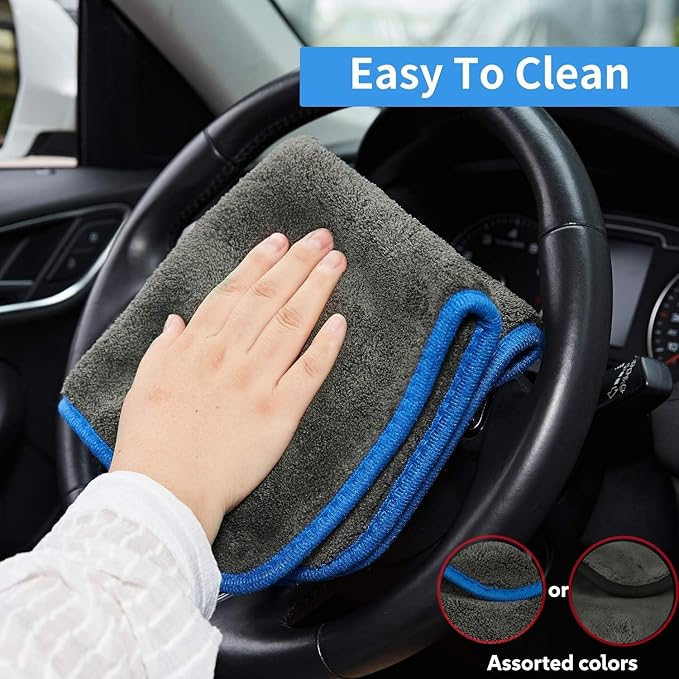 BMLEI Car Wash Brush with Long Handle, Microfiber Towels Car Wash Kit Cleaning Supplies, Car Wash Mop Mitt with 2 Replacement Head , Extension Pole Car Brush Cleaning Kit for Cars Trucks