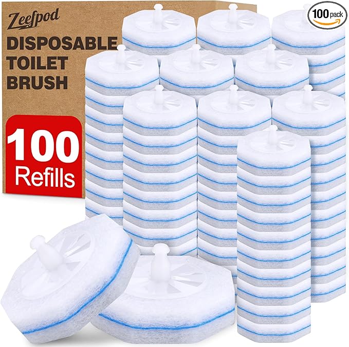 100 Count Disposable Toilet Brush,Toilet Cleaner Wand Refills Compatible with Most Toilet Brushes- No Falling Apart, Fresh Fragrance，4X Cleaning Power，Bathroom Cleaning.
