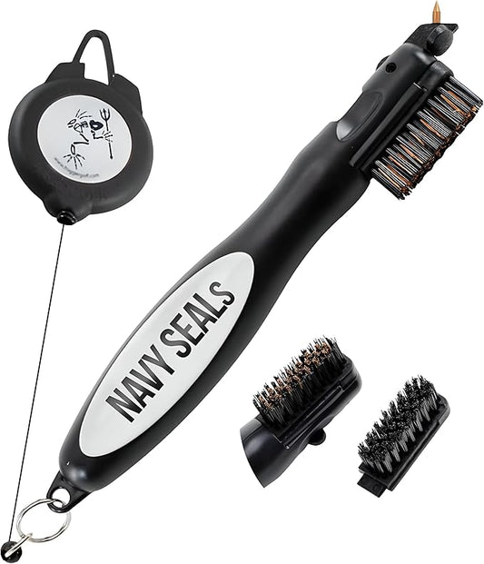 Frogger BrushPro Golf Club Cleaner with Ergonomic Grip and 2.5 ft. Retractable Cord - Sturdy Golf Club Brush and Groove Cleaner for Golfers