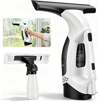 Window Vacuum Squeegee Cordless, 2000Pa Electric Window Cleaner Tool, 150ml Tank, 2200mAh Electric Window Glass Squeegee