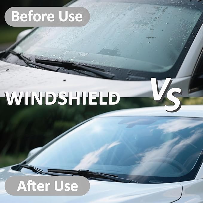 Oil Film Remover for Car Windshield - Glass Cleaner Spray Anti-Fog Rain Repellent - Removes Grease Silicone Water Spots Road Grime - Interior Exterior Windows (2, Fluid Ounces)