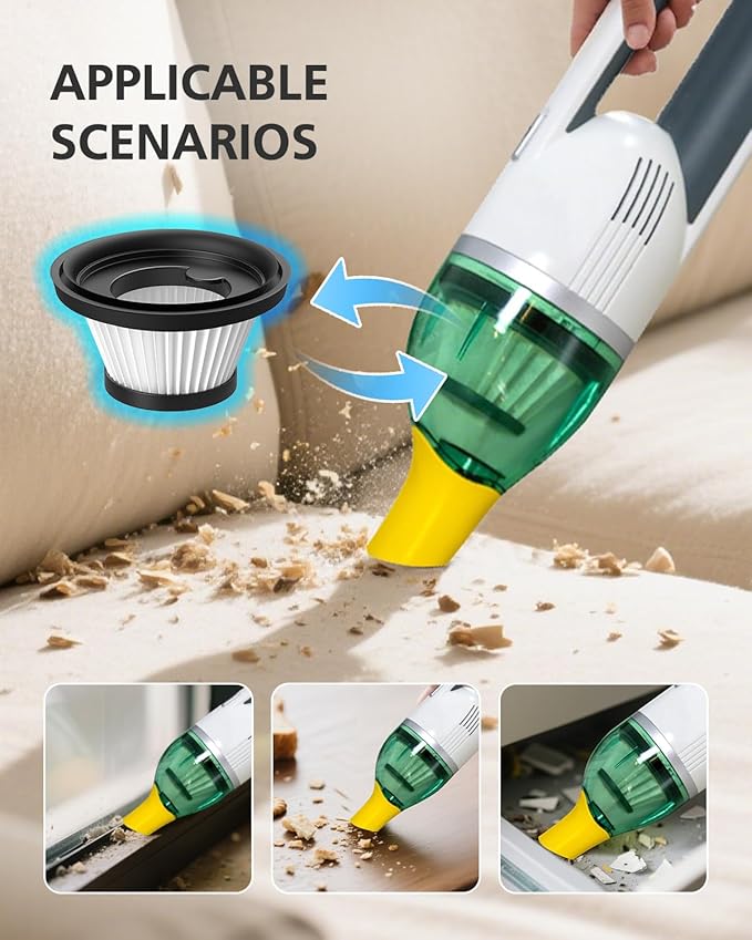 12 Pack Vacuum Filter Replacement Compatible with Compact Cordless Vacuum Cleaner as Seen on TV, Washable and Reusable Vac Replacement Parts
