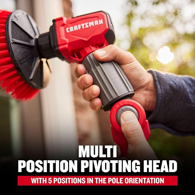 CRAFTSMAN V20 Cordless 2-in-1 Power Scrubber Kit, Multi-Purpose, Includes Bristle Brush, 2Ah Battery, V20 Battery Charger, and 60.5 in. Telescoping Pole (CMCPS520D1)