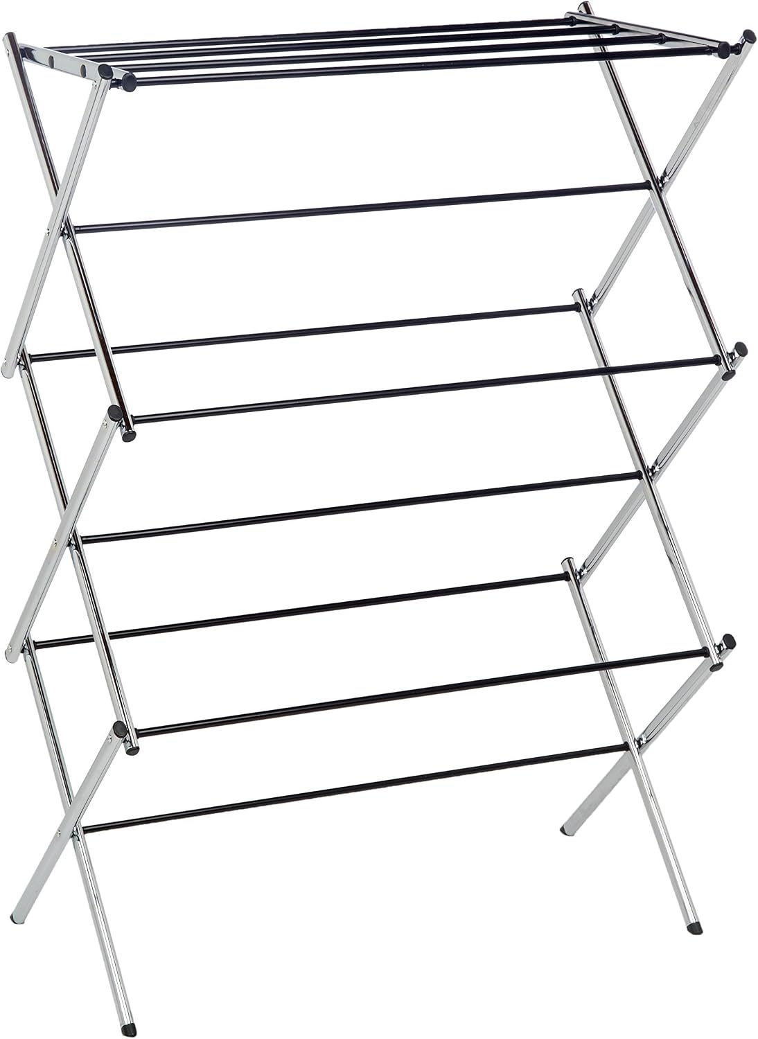 Foldable Portable Metal Clothes Drying Rack for Indoor Air Drying, Energy Saving, 14.5 x 29.5 x 41.8 inches, Chrome Silver